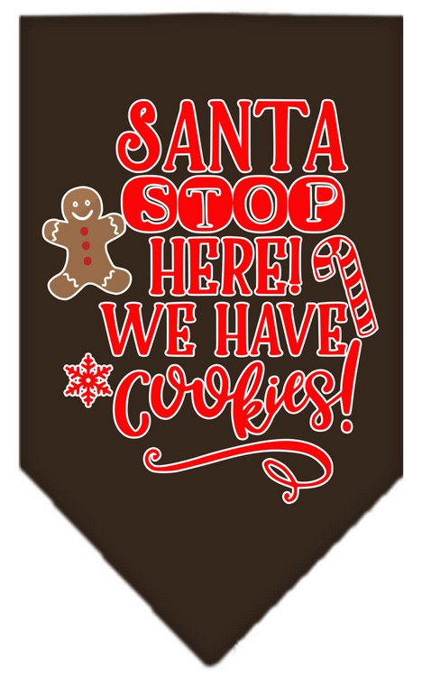 Santa, We Have Cookies Screen Print Bandana Cocoa Large